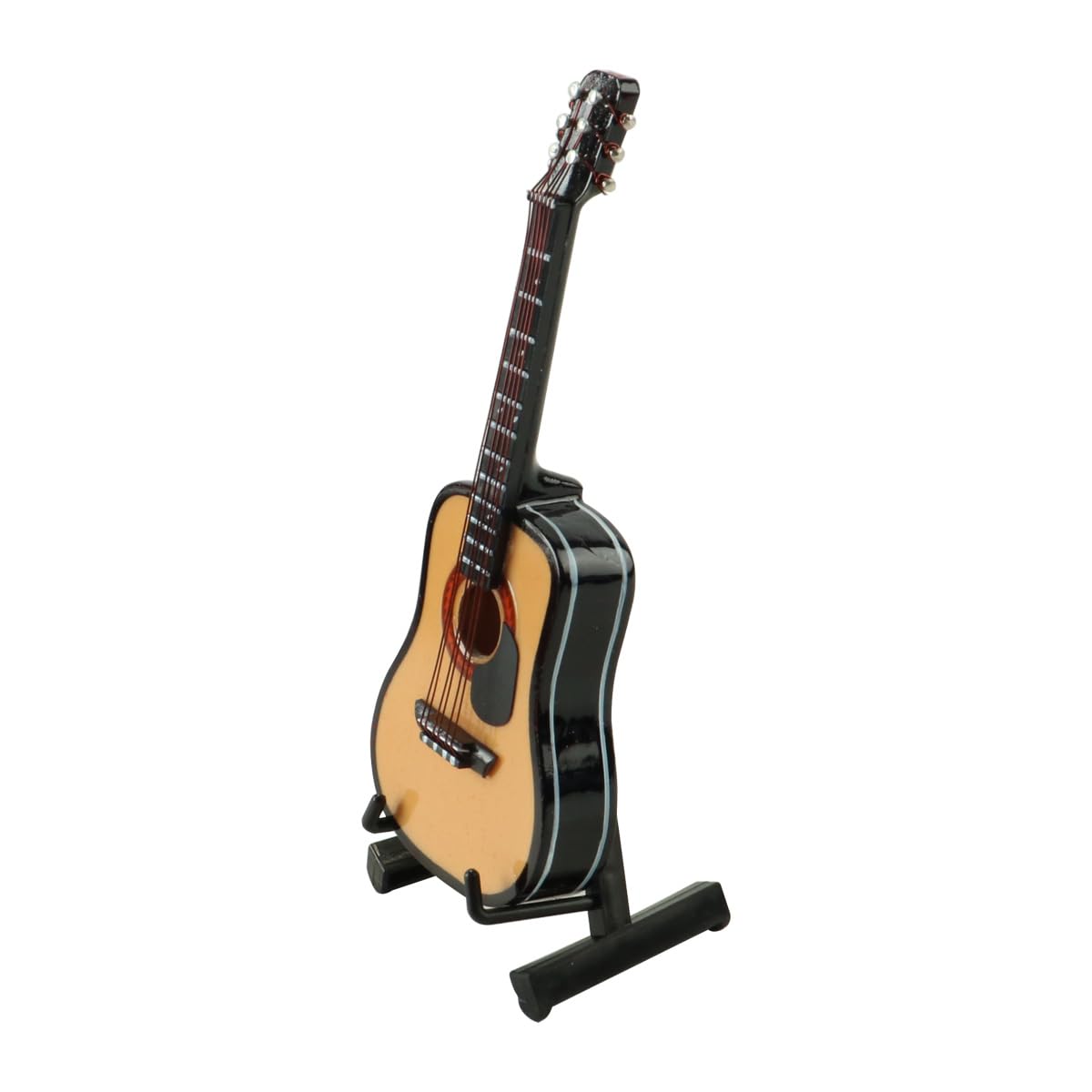 Tiardey Guitare Miniature en Bois - Modèle 10 cm - Mini Guitare avec Support et étui - Modèle Instrument de Musique - Décoration d'intérieur - 3