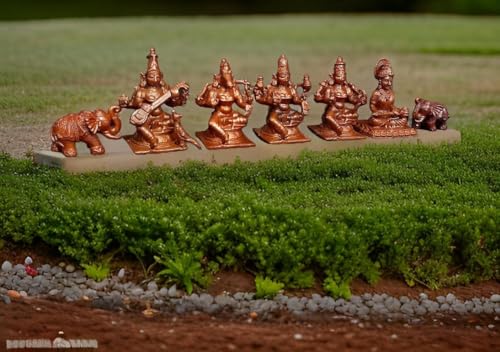 Image of Copper Idols of god Elephant Idol, Lakshmi, Varahi, Raja Rajeshwari, Saraswathi Annapoorani Combo Idol By, Pack of 7 Piece