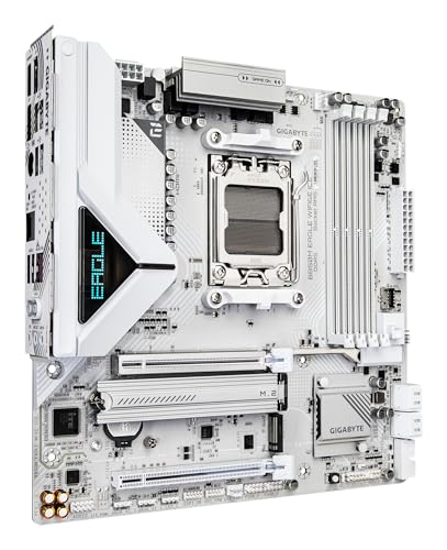 Image of GIGABYTE B850M Eagle WIFI6E ICE Motherboard - AMD Ryzen 9000 Series CPUs, 8+2+2 Phases Digital VRM, up to 8200MHz DDR5 (OC), 1xPCIe 5.0 + 1xPCIe 4.0 M.2, Wi-Fi 6E, 2.5 GbE LAN, USB 3.2 Gen 2
