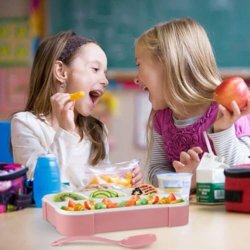 Natraprow Bento Box For Kids, 4 Compartment Kids Lunch Box Leak Proof, Cute Bento Snack Box For Adults And Kids With Utensils, Lunch Containers Bpa-Free, Microwave Bento Box (Pink) #TOP6