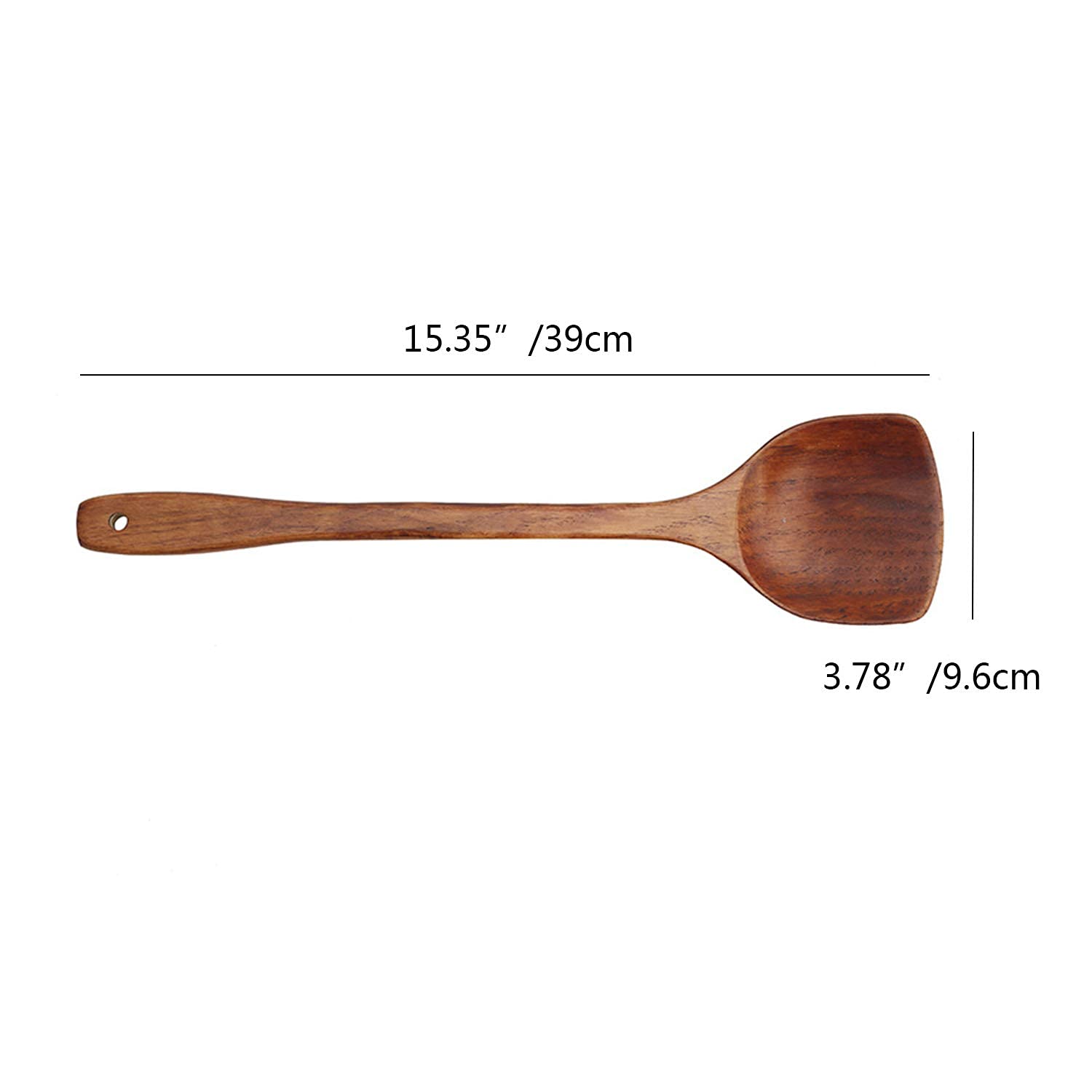 Wooden Wok Spatula, Long Handle 39cm 2Pcs, Brown, Small - Image 3