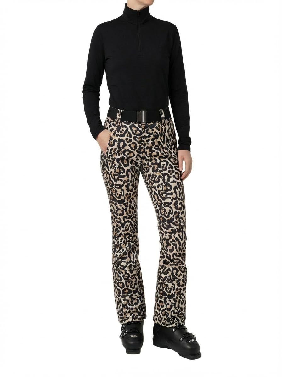Damen Softshell Skihose - Leopard Print – Wasser- & Winddicht, Atmungsaktiv, Gefüttert – Stylische Ski- Softshellhose mit Panthermuster