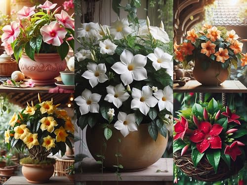 Image of 100+ SEEDS- All Seasons Growing Mix Mandevilla Flower Seeds For Planting- 5 in 1 Pack