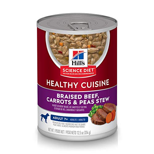 Hill’s Science Diet Healthy Cuisine, Senior Adult 7+, Senior Premium Nutrition, Wet Dog Food, Braised Beef, Carrots & Peas Stew, 12.5 oz Can, Case of 12 Hill’s Science Diet Healthy Cuisine, Senior Adult 7+, Senior Premium Nutrition, Wet Dog Food, Braised Beef, Carrots & Peas Stew, 12.5 oz Can, Case of 12