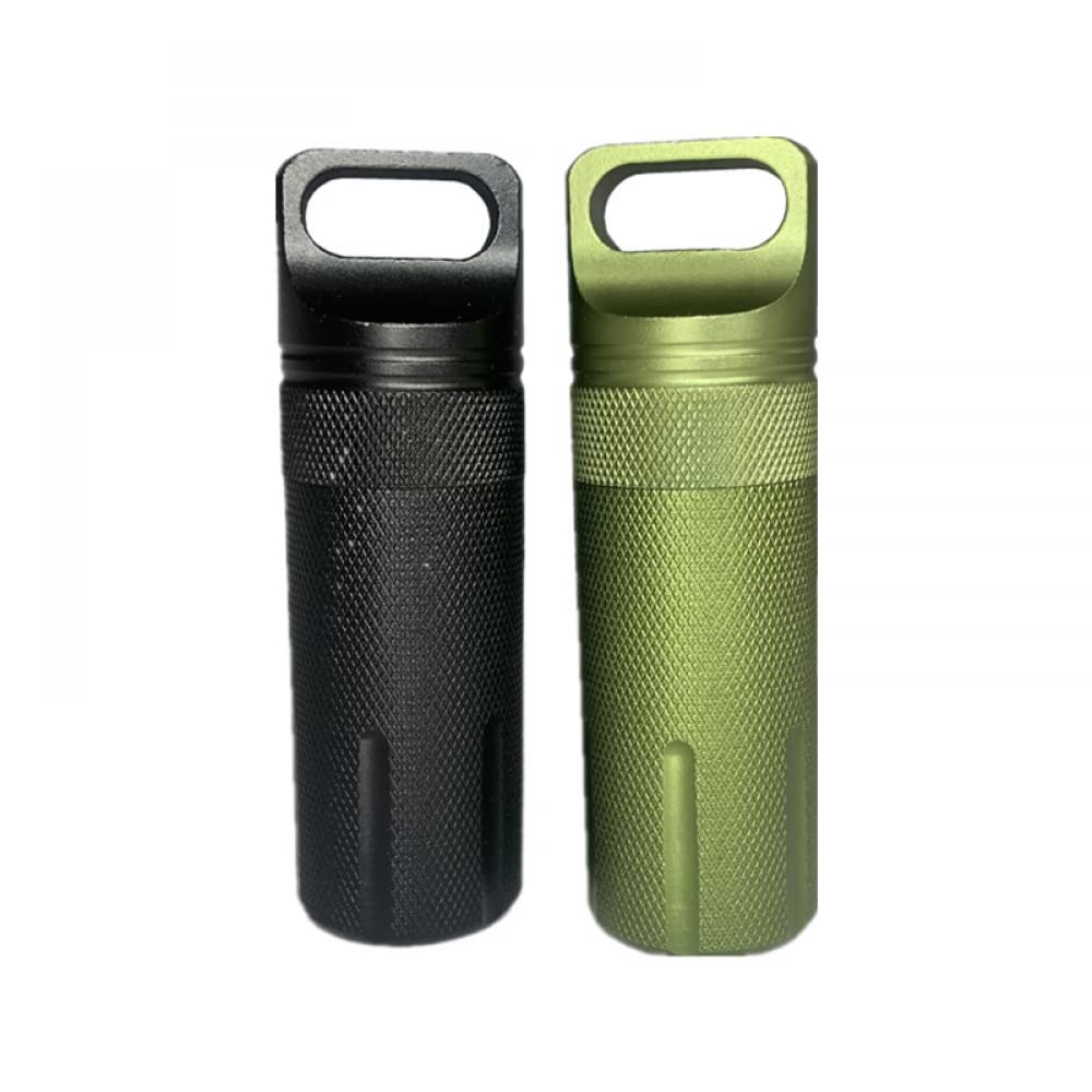 JDFPackage Outdoor Waterproof EDC Survival Container Capsule, Airtight Aluminum Pill Bottle Match Seal Storage Case Camping Essentials Emergency Tool (2PCS)