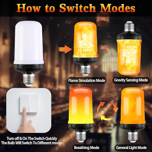Image of led flam effact bulb,E27 Screw Base,Decorative 4 Modes Flickering Bulbs with Upside Down Effect for Home, Diwali, Festival & Mood Lighting (1, werm yellow)