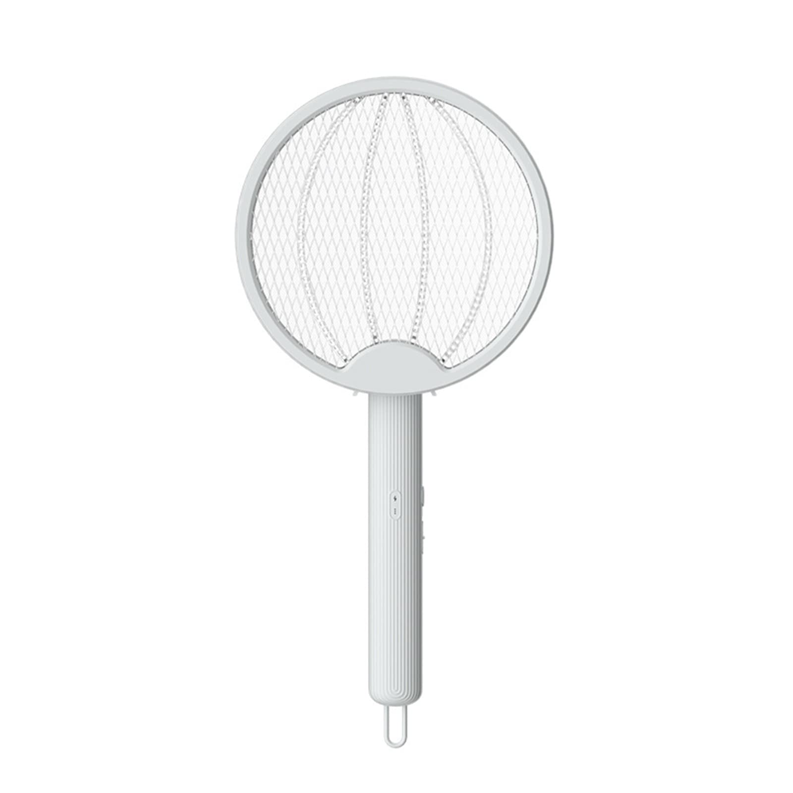 FAXIOAWA Tapette à Mouche électrique, Tapette à Moustique électrique 3000 V Tueur de Mouches, Pliable, Rechargeable par USB, pour intérieur et extérieur,C-Blanc