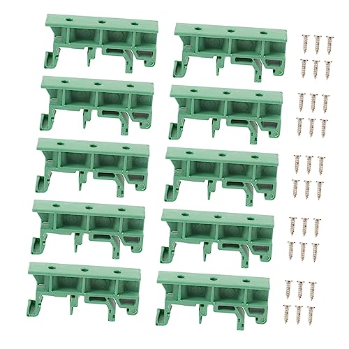 NAMOARLY 10 Sets PCB Base Circuit Board Holder Circuit Board Carrier Clip Electrical Clip Circuit Board Mounting Holder Din Rail Mounting Adapter Din Rail Mounting Bracket Green Plastic