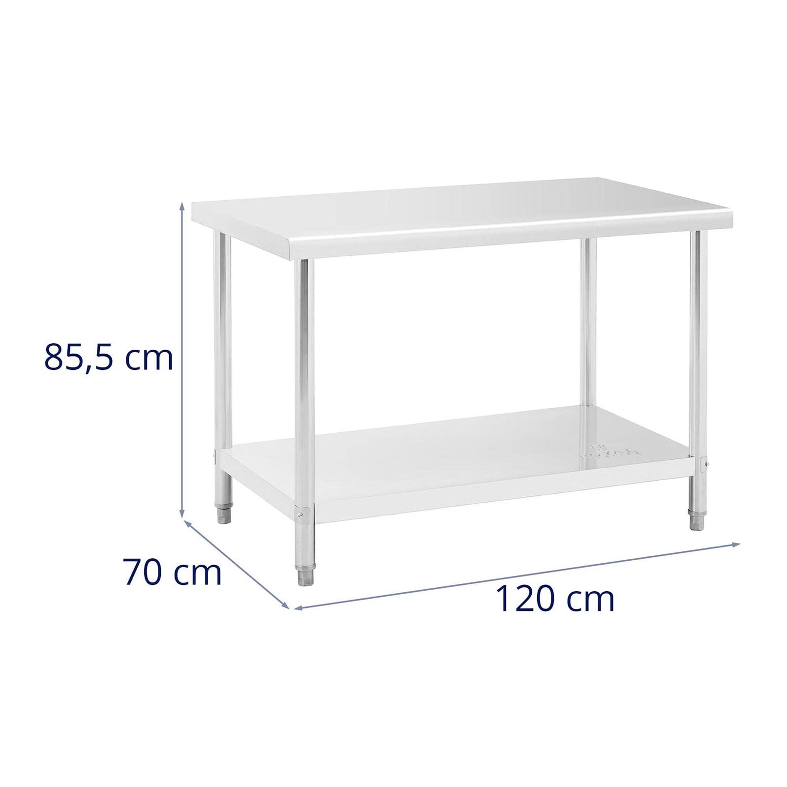 Royal Catering RCAT-120/70-NW Arbeitstisch Edelstahl Küche Edelstahltisch 120 x 70 cm höhenverstellbar
