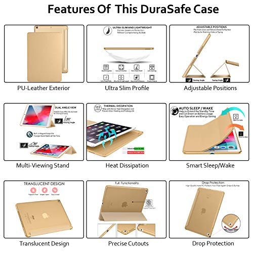 Image of DuraSafe Cases for iPad 10.5 Inch Air 3rd Generation [ Air 3 2019 ] A2152 A2123 A2153 MUUL2HN /A MUUK2HN /A MUUJ2HN /A MV172HN /A PC Lightweight Smart PU Leather Protective Hard Back Cover - Gold