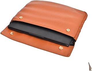 حافظة واقية من الجلد بلون برتقالي محبب للاب توب مقاس 15 - 15.6 بوصة اكسيليريت مع جيب قلاب ومشابك مغناطيسية | شنطة لاب بتصميم رفيع متوافقة أجهزة ماك بوك واللاب للبالغين الجنسين