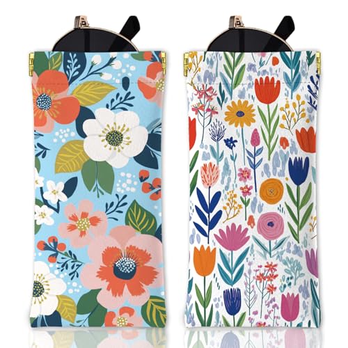GLOBLELAND 2 Stück Buntes Böhmisches Blumen Brillenetui Für Erwachsene Mit Pflanzen Weiches Reise PU Leder Brillentasche Tragbare Quetschtasche Für Männer Und Frauen Uhren Handys Make Up Pinsel GLOBLELAND 2 Stück Buntes Böhmisches Blumen Brillenetui Für Erwachsene Mit Pflanzen Weiches Reise PU Leder Brillentasche Tragbare Quetschtasche Für Männer Und Frauen Uhren Handys Make Up Pinsel