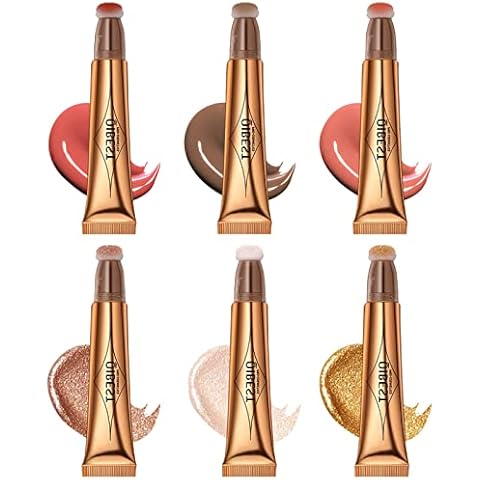 Contour Beauty Wand, Liquid Face Contour Stick with Cushion Applikator, Schimmer lange anhaltende seidige Creme Gesicht Highlighter Bronze Make-up Stick Cover