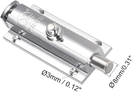 Miniatura 3 de uxcell Perno de descarga de puerta, cerradura de barril deslizante de seguridad de aleación de zinc de 4 pulgadas con interruptor de resorte