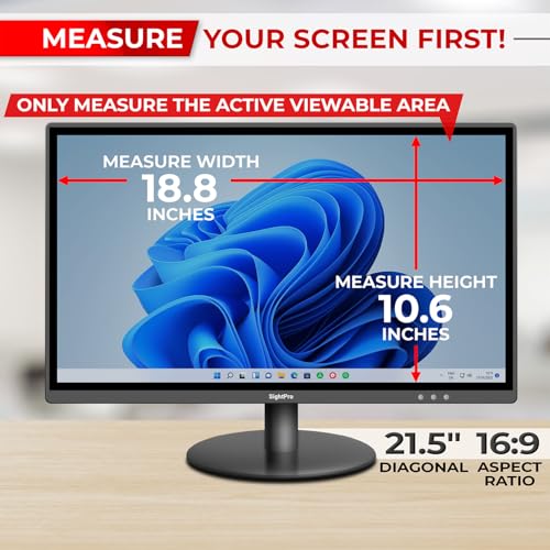 Image of SightPro 21.5 Inch 16:9 Computer Privacy Screen Filter for Monitor - Privacy Shield and Anti-Glare Protector
