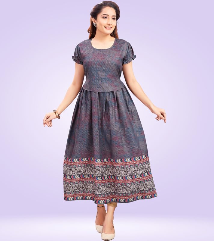 Image of RITIJYA Zipless Feeding Kurta Dress for Women | Maternity Nursing Kurti, No-Zip Easy Access | Extra Pleats Pre to Post Pregnancy | Quick-Dry Fabric | S-4XL