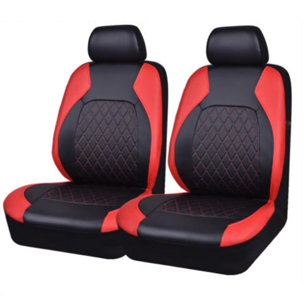 TVVXIO Car Seat Cover, for Ford Fiesta Titanium 2005-2019 Front Seat and Headrest Covers, Leather Waterproof NonSlip Front Protectors Interior Accessories,C Red