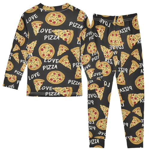 ALAZA Love Pizza Funny Pajamas Long Sleeve Sleepwear 2-Piece Pajama Set2