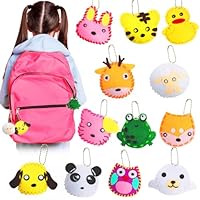 Vicloon First Sewing Kit for Kids, 12-Piece Cute Animal Keychain Sewing Craft Kits, Fun Sewing DIY Kits, Introduction to Sewing Kit for Kids Age 5-12 Learn to Sew Arts and Crafts