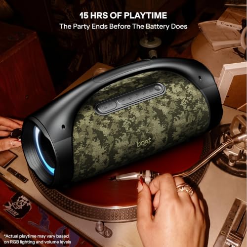 Image of boAt Stone 900 w / 80W Signature Sound, Up to 15 Hours Playtime, IPX5 Resistance, Type-C Charging, TWS Feature, Built-in Mic, Voice Assistant Portable Wireless Bluetooth Speaker (Jungle Terrain)