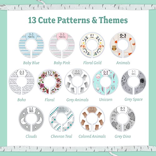 Baby Nest Designs Closet Dividers For Baby Clothes - 7X Baby Clothing Size Age Dividers From Newborn Infant To 24 Months - Boho Baby Clothes Dividers And Nursery Closet Organizer #TOP6