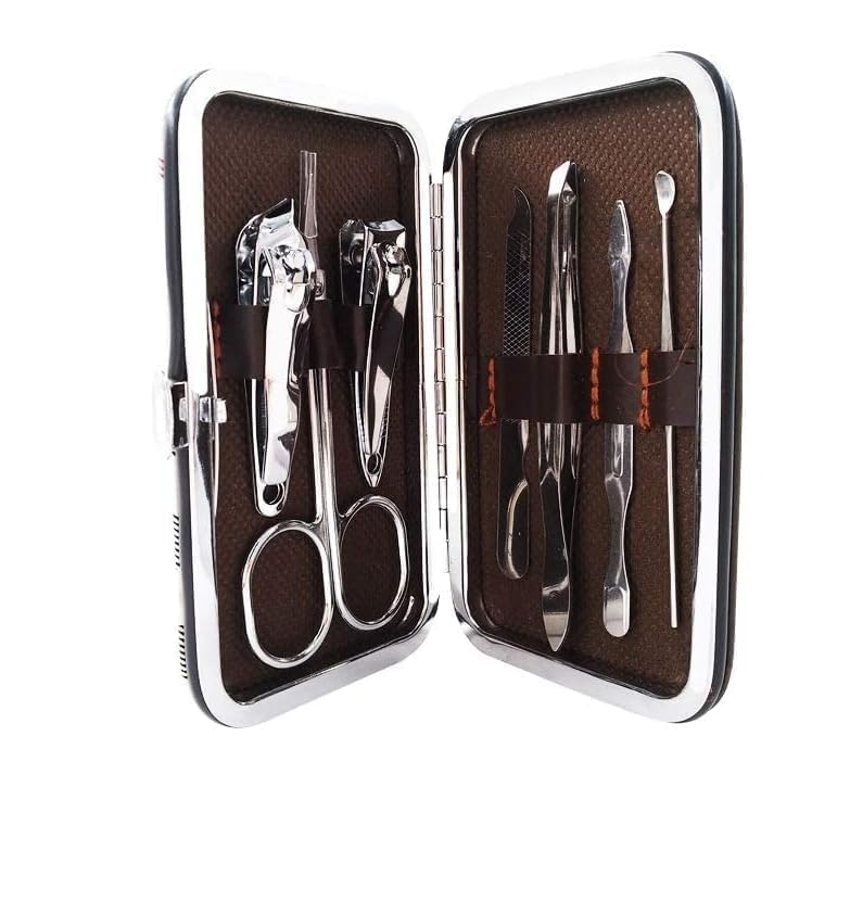 Stainless Steel Manicure & Pedicure Kit (7 Pieces) | Professional Nail Grooming Set with Nail Clippers, Cuticle Trimmer, Nail File & Travel Case | Personal Care Kit for Men & Women (Silver)-image-44