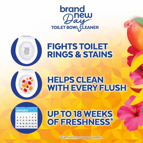 Lysol Click Gel Toilet Bowl Cleaner, Gel Stamp, Mango, 6 Count