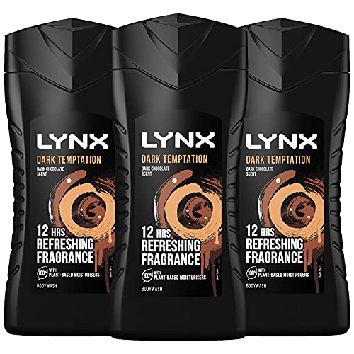 3X Lynx Dark Temptation Shower Gel Mens Body Wash Chocolate Scent 225ml