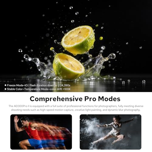 Image of Godox AD300 PRO II Outdoor Flash Strobe Light - Upgraded Heads (AD-S2 & Bare Bulb), 200Ws Bi-Color Model Lamp, 2.4G TTL & HSS,One-Tap Pairing Compatible with Canon, Nikon, Sony, Fujifilm, Olympus