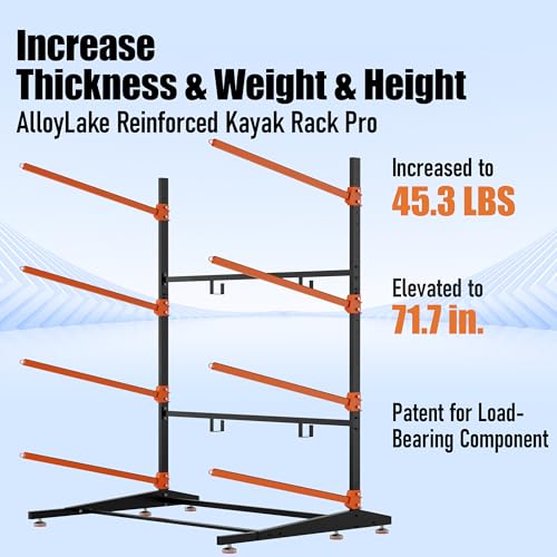 Image of 4-Tier Freestanding Kayak Rack, Pro-Grade Heavy Duty Outdoor Storage for 4 Boats, 440 lbs Max Capacity, Rust-Proof 304 Stainless Steel Hardware (Orange)