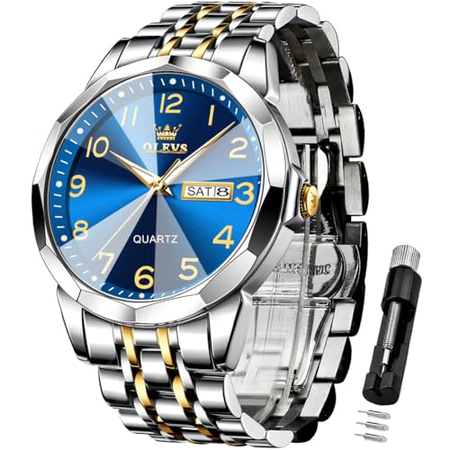 Image of OLEVS Watch for Men Simple Business Dress Analog Stainless Steel Waterproof Luminous Date Easy Read Men Wrsit Watch