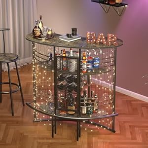 Vecelohomebarunit3tierliquorbartablewithstorageshelvesandwineglassesholderindustrialconerminicoffebarcabinetforhomekitchenpuboak Urban Country Home Decor Vecelo home bar unit 3 tier liquor bar table with storage shelves and wine glasses holder industrial coner mini coffe bar cabinet for home kitchen pub oak urban country home decor