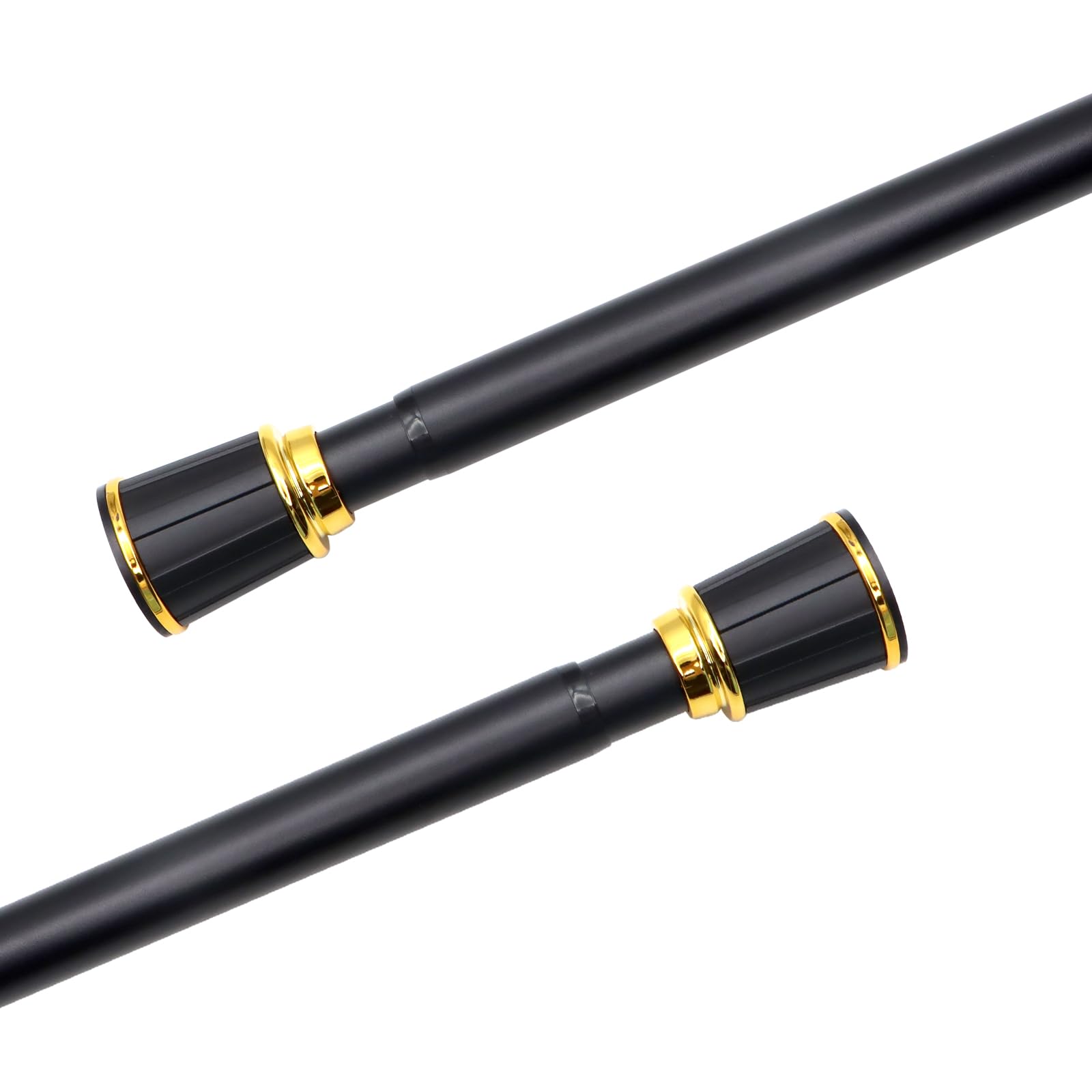 ZOCONE Tension Curtain Rod, 43-75 Inches Adjustable Closet Tension Rod Rust-free No Drilling Shower Curtain Rod, Anti-slip Spring Steel Rod for Bathroom Black Room Divider Rod Expandable Curtain Rod