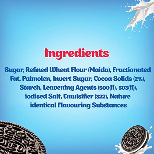 Image of Cadbury Refined Wheat Flour,Sugar,Edible Vegetable Fat, Cocoa Solids (2.3% X ),Invert Sugar ( 500(Ii),503(Ii)), Edible Salt,Emulsifier (322), Vanilla, 75 Gm Oreo Double Stuf Cream Biscuit, 75G