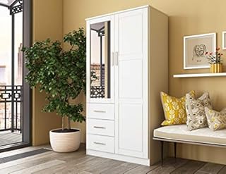 Metro 100% Solid Wood Wardrobe with Mirror by Palace Imports, White (Incomplete, missing box 2/3 only)