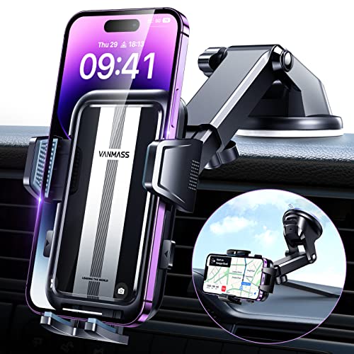 VANMASS [Amélioré Support Telephone Voiture [Facile à 360° Opération] Smartphone Fixe Voiture Telephone Phone Holder Car Support Téléphone Universel pour Tableau de Bord, iPhone 14, Auto, GPS