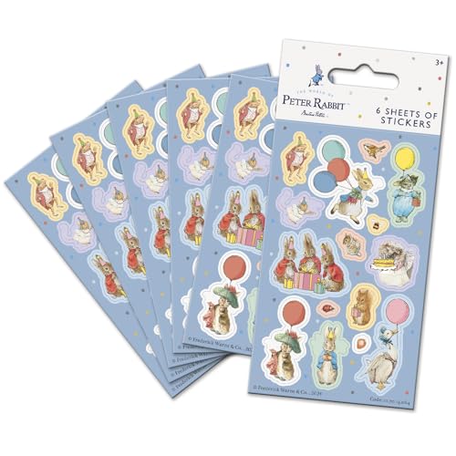 Peter Rabbit Lot de 6 feuilles d'autocollants pour sac de fête | Produit sous licence officielle |...