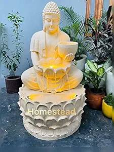 Homestead Decore Solution Big Bowl Buddha Water Fountain for Home Decor & Living Room | Big Water Fountain for Offices & Home Decoration | Buddha Water Fountain Big Size | Big Size Water Fountain