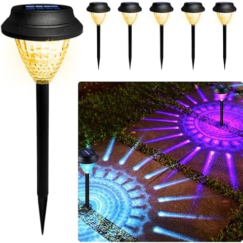 Melofo 6 Pack Solar Pathway Lights with Colour Cover