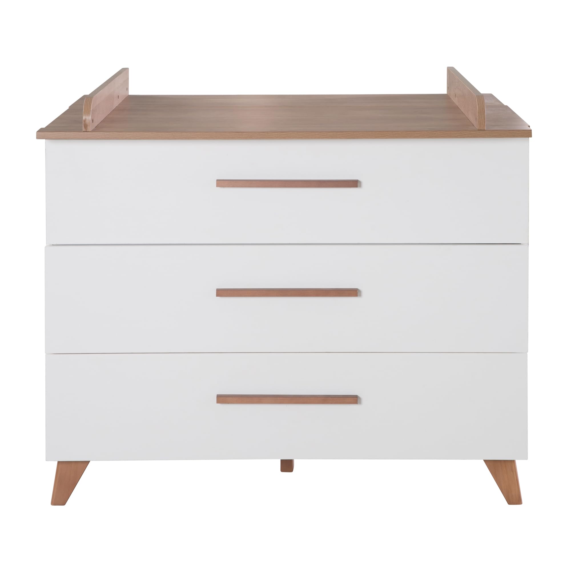 roba Set per cameretta bambini 3 pezzi Lettino 70x140 cm convertibile fasciatoio 3 cassetti armadio bambini Maniglie piedi legno massello Bianco rovere scuro
