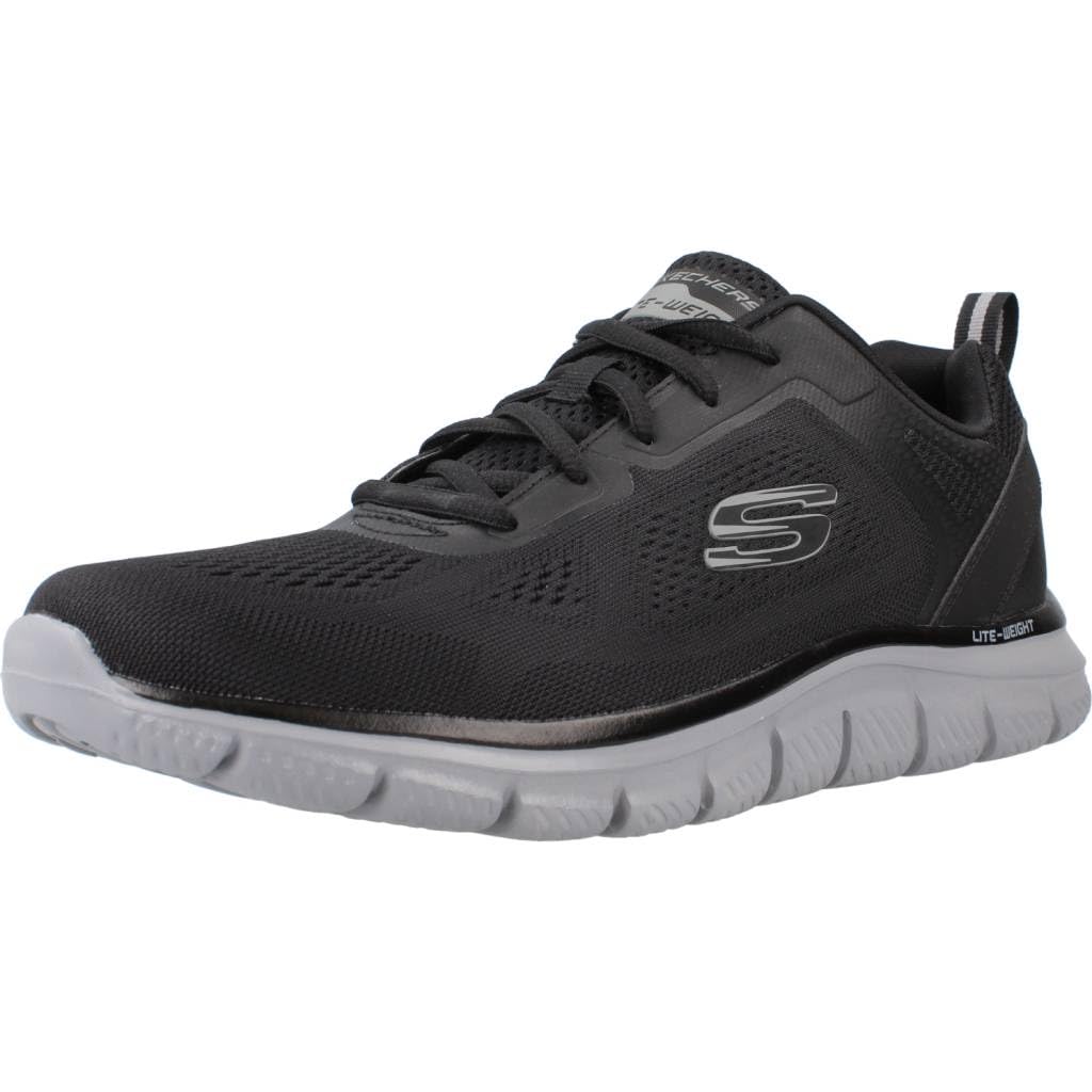 Skechers Herren Track Broader Sneaker, Schwarzes Netzgewebe aus PU-Kunststoff mit anthrazitfarbenem BES, 39.5 EU