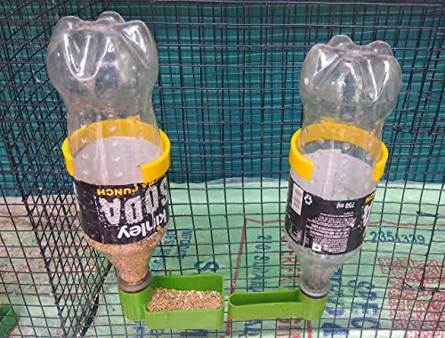 Bird-Cage-Plastic-Drinker-Feeder-for-Any-Bottle-Fit-Green-Pack-of-3