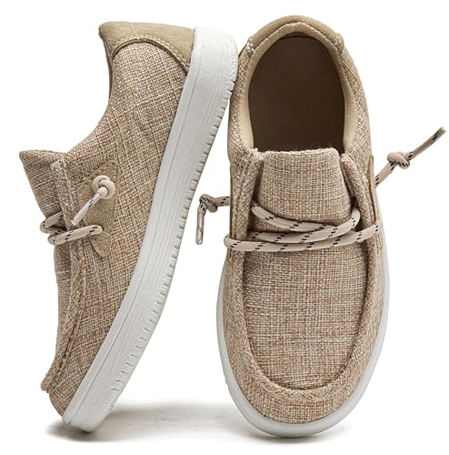 DADAWEN Boys Girls Slip-On Casual Boat Shoes School Dress Shoes Comfortable Lightweight Lace Up Loafers (Toddler/Little Kid/Big Kid)4