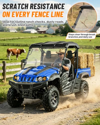 Image of MDPROMCP Front Windshield - Scratch Proof & Shatterproof,Compatible with Massimo MSU 500 /700,Axis 500 /700,HiSun HS,Coleman Outfitter,Bighorn, Challenger - Heavy Duty Clear PC UTV Windshield