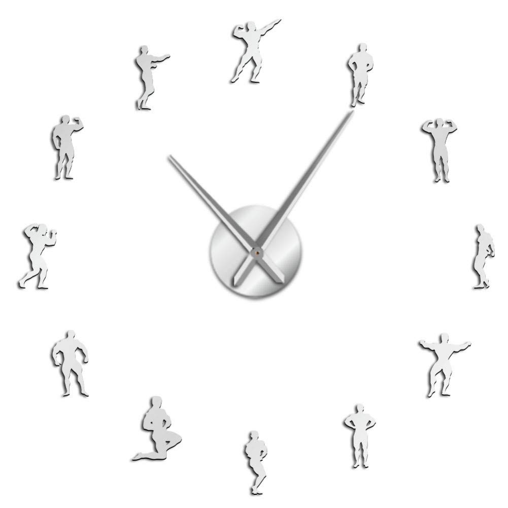 FIDMEKWall Clock Bodybuilding Home Decor Art Diy Giant Wall Clock Motivation Training Sport Gym Decorative Hanging Wall Watch Bodybuilders Gift
