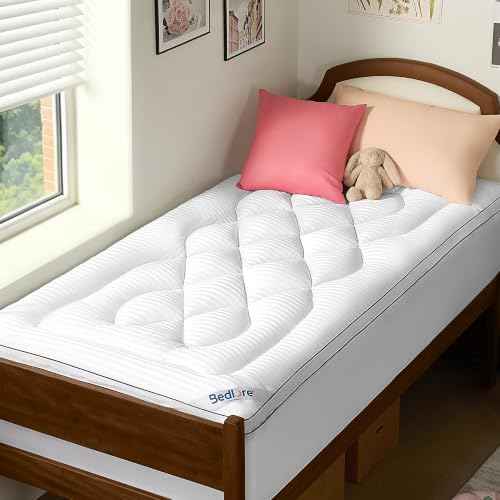 Image of BEDLORE Twin XL Mattress Topper, Thick Pillow Top Pad for Back Pain Relief, Cooling Soft Mattress Cover with Deep Pockets 6-15 inch