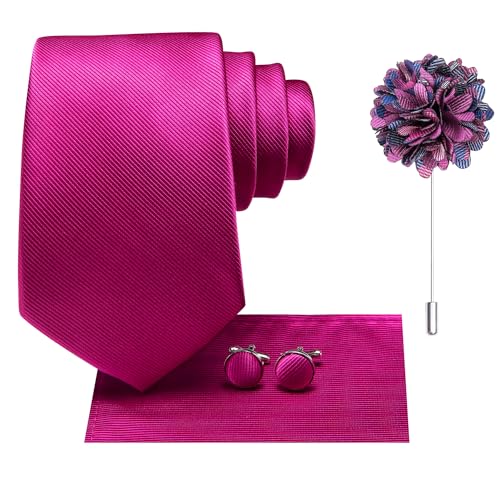 Image of Hi-Tie Mens Paisley Floral Striped Ties Set Silk Necktie and Lapel Pin for Men Pocket Square Cufflinks Set Business Wedding