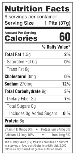 Flax Pita 3 Pack - Joseph's Pita Bread Value 3-Pack, Flax Oat Bran and Whole Wheat, 7g Carbs per Serving, Fresh Baked (6 per Pack, 18 Pitas Total)