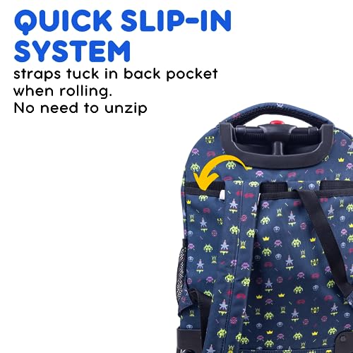 Image of J World Sunny Rolling Backpack for Kids. Roller Bag With Wheels, Game