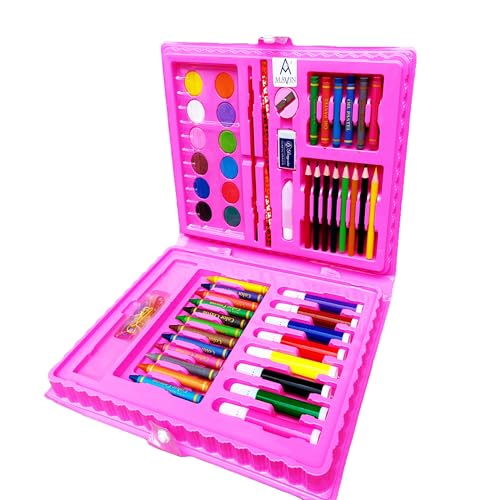 Image of NETIGEMS 68 Pc Colours Set For Kids | All in 1 Colors Box For Boys And Girls | Drawing kit for kids || Color - Pink ||